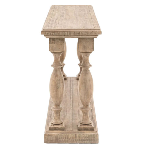 Rustic Country Farmhouse 2 Tier Solid Light Wood Large Pillar Console Table 160cm