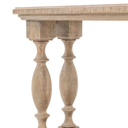 Rustic Country Farmhouse 2 Tier Solid Light Wood Large Pillar Console Table 160cm