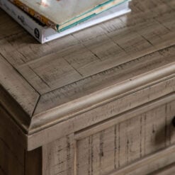 Rustic Country Farmhouse 3 Drawer Solid Light Wood Bedside Cabinet