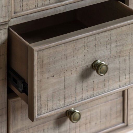Rustic Country Farmhouse 3 Drawer Solid Light Wood Bedside Cabinet