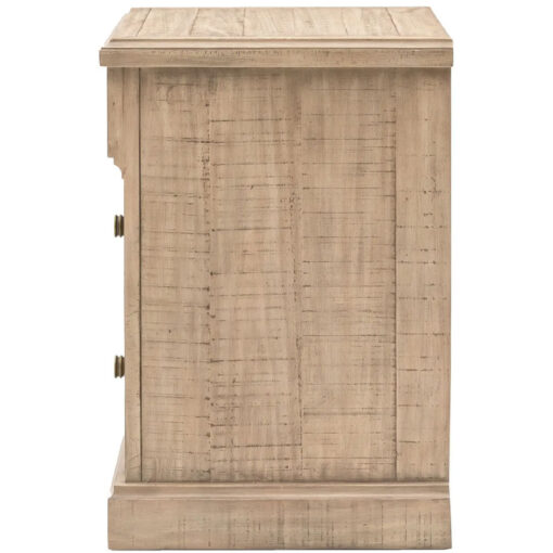 Rustic Country Farmhouse 3 Drawer Solid Light Wood Bedside Cabinet