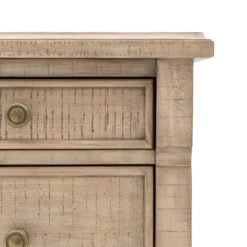 Rustic Country Farmhouse 3 Drawer Solid Light Wood Bedside Cabinet