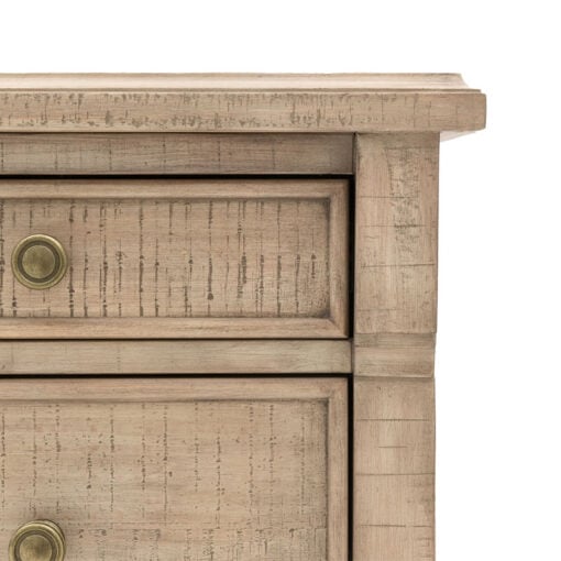 Rustic Country Farmhouse 3 Drawer Solid Light Wood Bedside Cabinet