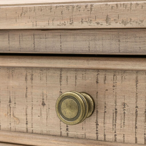 Rustic Country Farmhouse 3 Drawer Solid Light Wood Bedside Cabinet