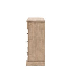 Rustic Country Farmhouse 5 Drawer Solid Light Wood Chest Of Drawers