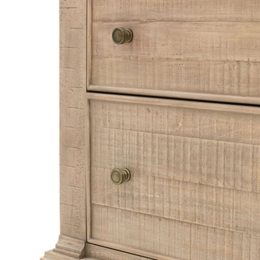 Rustic Country Farmhouse 5 Drawer Solid Light Wood Chest Of Drawers