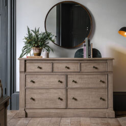 Rustic Country Farmhouse 7 Drawer Solid Light Wood Chest Of Drawers