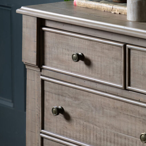 Rustic Country Farmhouse 7 Drawer Solid Light Wood Chest Of Drawers