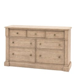 Rustic Country Farmhouse 7 Drawer Solid Light Wood Chest Of Drawers