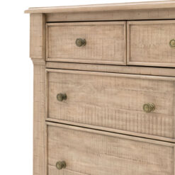 Rustic Country Farmhouse 7 Drawer Solid Light Wood Chest Of Drawers
