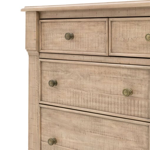 Rustic Country Farmhouse 7 Drawer Solid Light Wood Chest Of Drawers