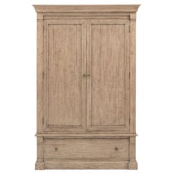 Rustic Country Farmhouse Large 2 Door 1 Drawer Solid Light Wood Wardrobe 214cm