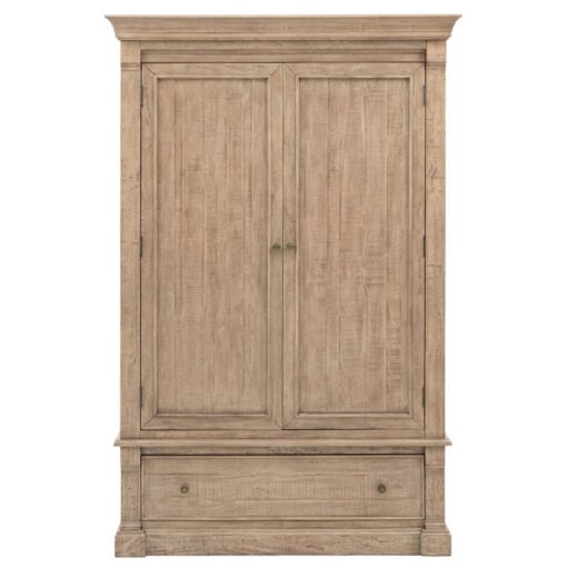 Rustic Country Farmhouse Large 2 Door 1 Drawer Solid Light Wood Wardrobe 214cm