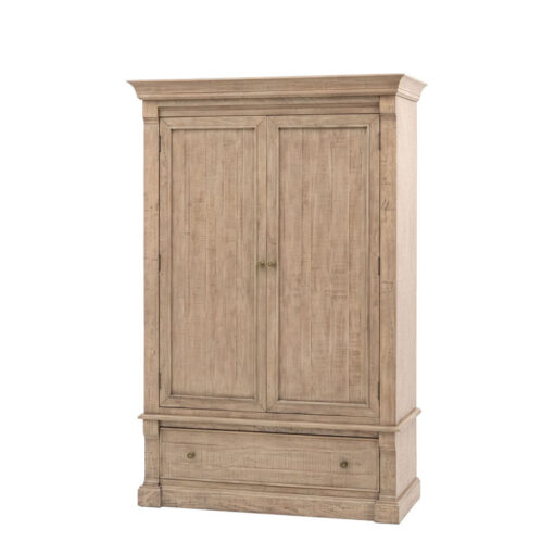 Rustic Country Farmhouse Large 2 Door 1 Drawer Solid Light Wood Wardrobe 214cm