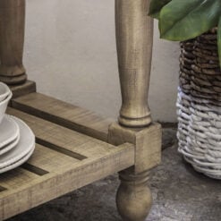Rustic Country Farmhouse Large 2 Tier 2 Drawer Solid Light Wood Console Table With Black Marble Top 165cm