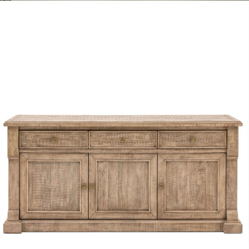 Rustic Country Farmhouse Large 3 Drawer 3 Door Solid Light Wood Sideboard 173cm