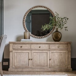 Rustic Country Farmhouse Large 3 Drawer 3 Door Solid Light Wood Sideboard 173cm