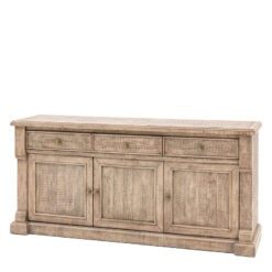 Rustic Country Farmhouse Large 3 Drawer 3 Door Solid Light Wood Sideboard 173cm