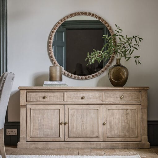 Rustic Country Farmhouse Large 3 Drawer 3 Door Solid Light Wood Sideboard 173cm