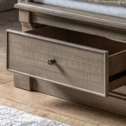 Rustic Country Farmhouse Solid Light Wood Kingsize Bed Frame With 2 Storage Drawers And Upholstered Headboard 167cm