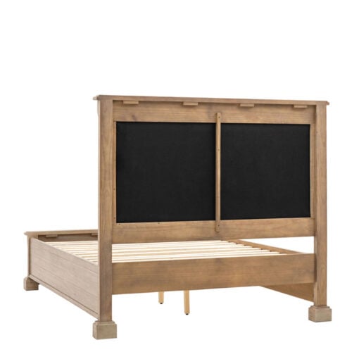 Rustic Country Farmhouse Solid Light Wood Kingsize Bed Frame With 2 Storage Drawers And Upholstered Headboard 167cm