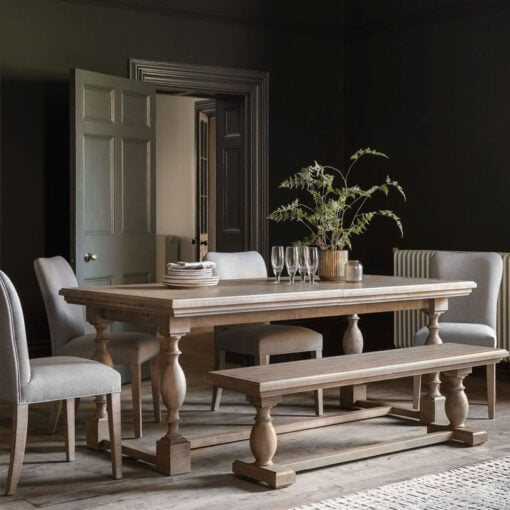 Rustic Country Farmhouse Solid Light Wood Large Pillar Dining Bench 160cm