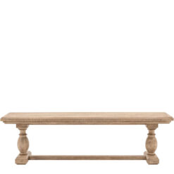 Rustic Country Farmhouse Solid Light Wood Large Pillar Dining Bench 160cm
