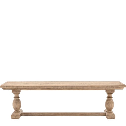 Rustic Country Farmhouse Solid Light Wood Large Pillar Dining Bench 160cm