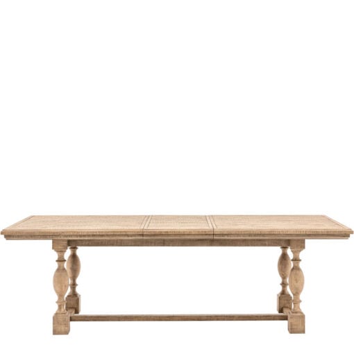 Rustic Country Farmhouse Solid Light Wood Pillar Extending 8 Seater Dining Table 200cm-250cm