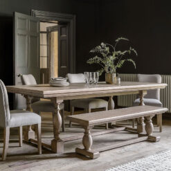 Rustic Country Farmhouse Solid Light Wood Pillar Extending 8 Seater Dining Table 200cm-250cm