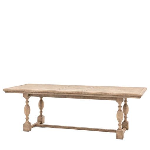 Rustic Country Farmhouse Solid Light Wood Pillar Extending 8 Seater Dining Table 200cm-250cm