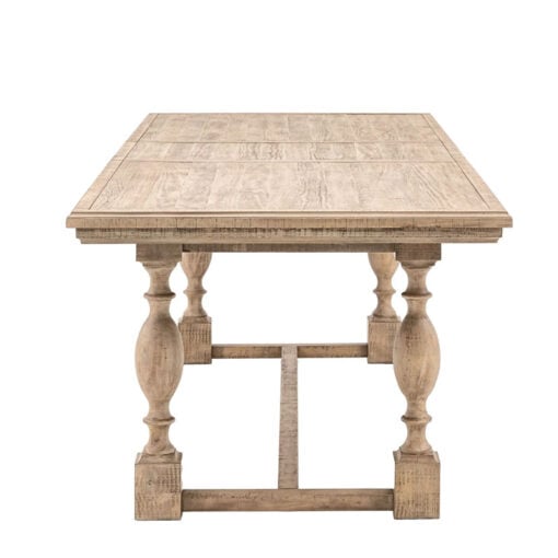 Rustic Country Farmhouse Solid Light Wood Pillar Extending 8 Seater Dining Table 200cm-250cm