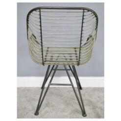 Set Of 2 Industrial Antique Black Metal Mesh Eiffel Tub Dining Chairs