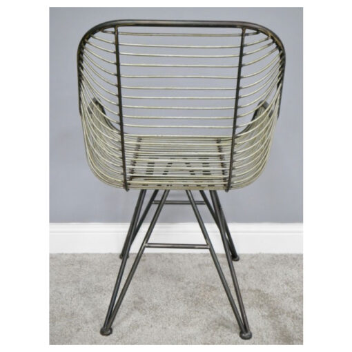 Set Of 2 Industrial Antique Black Metal Mesh Eiffel Tub Dining Chairs