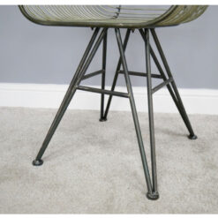 Set Of 2 Industrial Antique Black Metal Mesh Eiffel Tub Dining Chairs