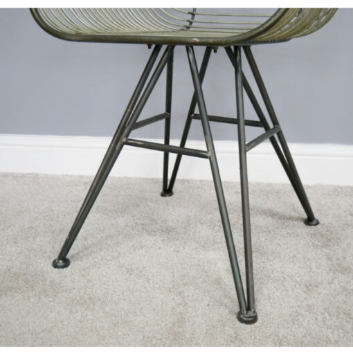 Set Of 2 Industrial Antique Black Metal Mesh Eiffel Tub Dining Chairs