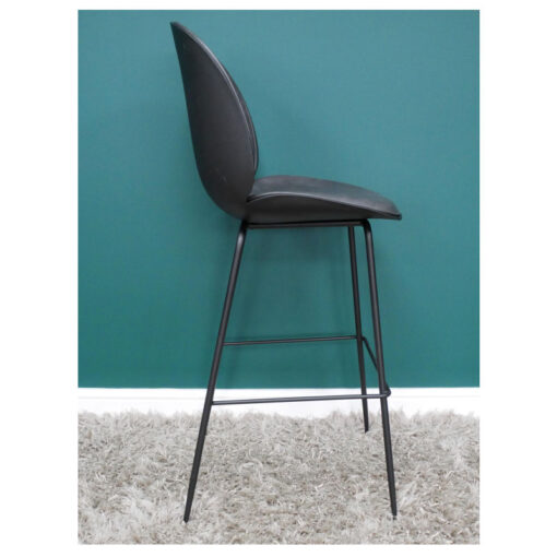 Set Of 2 Industrial Grey PU Faux Leather And Grey Metal Bar Stools