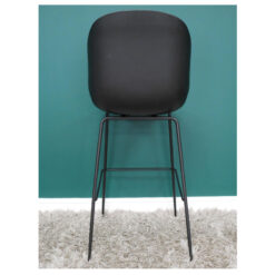 Set Of 2 Industrial Grey PU Faux Leather And Grey Metal Bar Stools