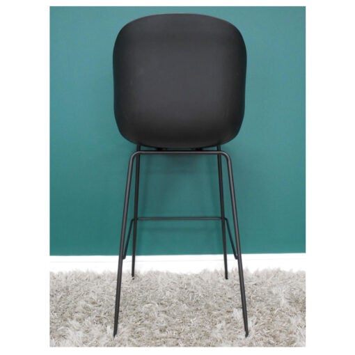 Set Of 2 Industrial Grey PU Faux Leather And Grey Metal Bar Stools