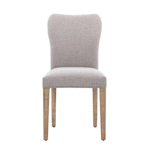 Set Of 2 Rustic Country Farmhouse Natural Fabric Dining Chairs With Light Solid Pine Wood Legs And Back Pulls