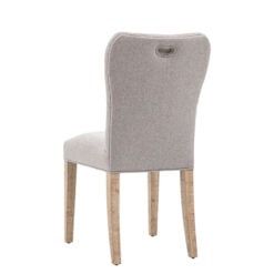 Set Of 2 Rustic Country Farmhouse Natural Fabric Dining Chairs With Light Solid Pine Wood Legs And Back Pulls