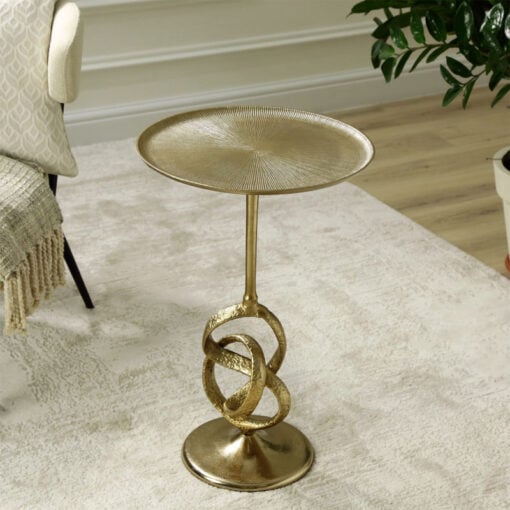 Abstract Twisted Gold Metal Round Side Table End Table 60cm