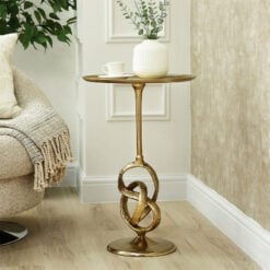 Abstract Twisted Gold Metal Round Side Table End Table 60cm