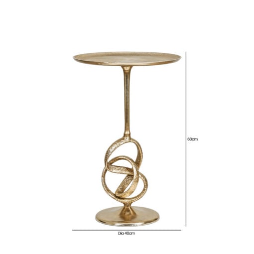 Abstract Twisted Gold Metal Round Side Table End Table 60cm