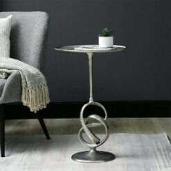 Abstract Twisted Nickel Silver Metal Round Side Table End Table 60cm