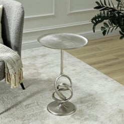Abstract Twisted Nickel Silver Metal Round Side Table End Table 60cm