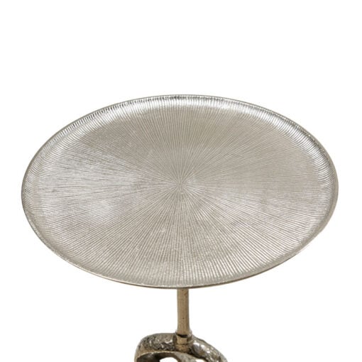 Abstract Twisted Nickel Silver Metal Round Side Table End Table 60cm