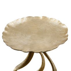 Antler Design Tripod Antique Gold Metal Side Table End Table