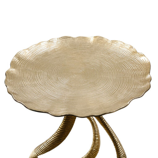 Antler Design Tripod Antique Gold Metal Side Table End Table