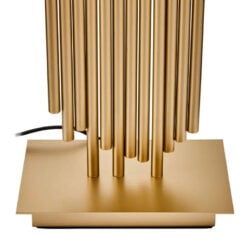 Art Deco Abstract Gold Metal Pipes Large Table Lamp With Black Linen Shade 70cm